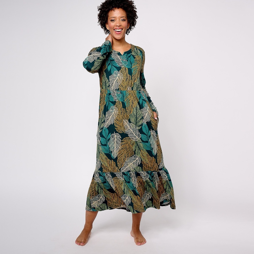 Stan Herman Sueded Jersey Tiered Lounge Dress Size small